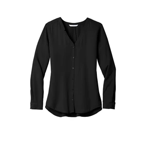 Port Authority Women's Long Sleeve Button-Front Blouse.