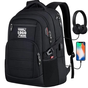 Custom Logo Travel Waterproof Laptop Backpack with USB Charging Port