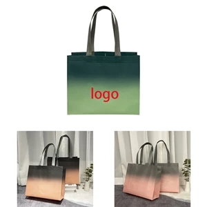 Custom Logo Gradient Reusable Waterproof Non Woven Tote Bag With Handle