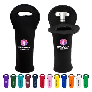 Custom Logo Neoprene Single Wine Bottle Holder Tote Bag