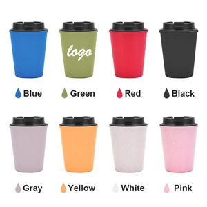 Custom Logo 12oz Plastic Double Wall Tumblers Coffee Cup with Lid