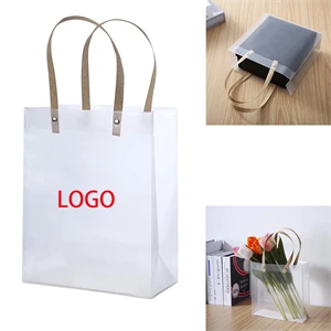 Frosted Clear Waterproof Plastic Gift Bag With Handle