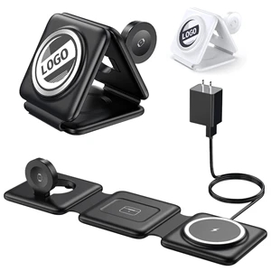 Custom Logo 3 in 1 Custom Logo Travel Fodable Magnetic Wireless Charger