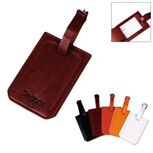 Pu Leather Luggage Tag With Hang-Up Ring