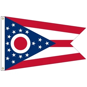 Ohio 3' x 5' Nylon Flag w/ Heading & Grommets