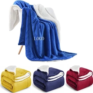 Custom Logo Sherpa Fleece Throw Blankets