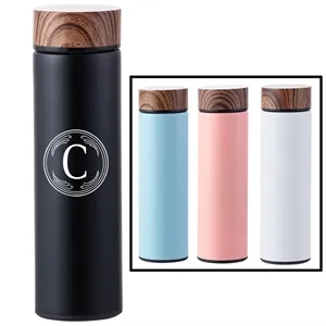 17Oz Insulated Bottle With Wood Grain Lid