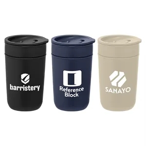 12 oz. Ceramic Tumbler w/Plastic Exterior & Lid - Silkscreen