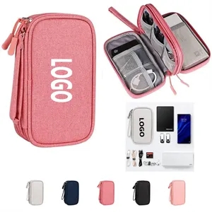 Travel Cable Organizer Pouch Double Layers