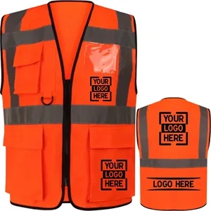 Premium Knitted Hi Vis Class 2 Safety Workwear Vest 4 Pocket