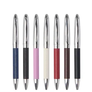 Twist Action Leather Metal Ballpoint Pen