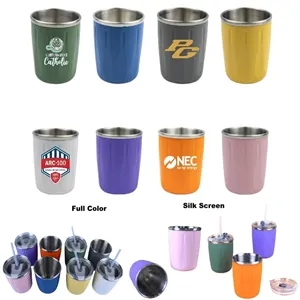 250 ML Silicone Insulated Double Wall Tumbler With Straw