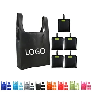 T-Shirt Style Folding Shopping Tote Bags With Pouch