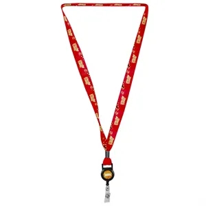 Custom Logo 3/4" LA-460 Attachment Sublimation Lanyard w/Retractable Bad