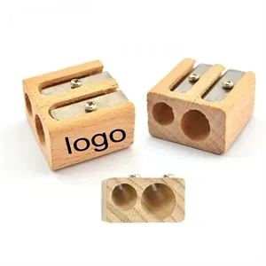 Eco-Friendly Double Holes Beech Wood Pencil Sharpener