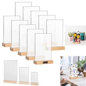 Menu Sign Holder with Wooden Base