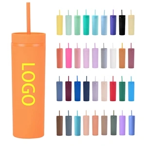 16 Oz Plastic Funny Straight Sport Water Bottle With Straw