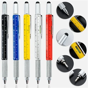 Custom Logo Metal Multi Tool 6-In-1 Stylus Pen