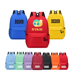 Custom Logo Standard School Kids Backpack Solid Color Chlid Backbags