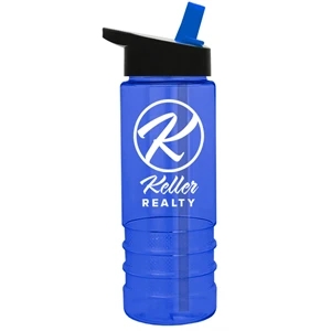 Salute-2, 24 oz Transparent Bottle with Flip Straw Lid