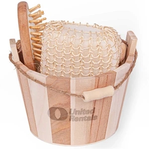 Bamboo Bucket Bath and Massage Set -  5pcs