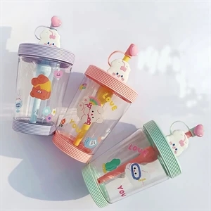 Sticker Straw Cup Portable Children's Gift Plastic Mug