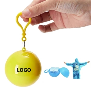 Disposable Rain Poncho In Keychain Ball