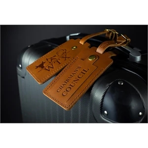 Full-Grain Leather Luggage Tag with snap- Made in USA