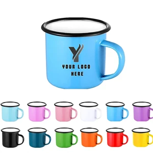 12oz Enamel Coffee Mugs with Handle