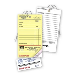 Repair Tags, Invoices with Detachable Claim Check