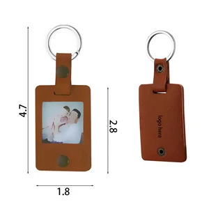 Custom Photo Frame Holder Gift Personalized Leather Keychain