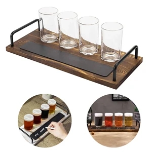 Rustic Burnt Brown Wood Beer Tasting Flight Server Board