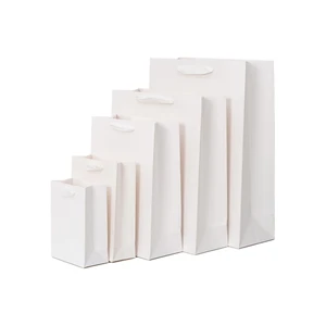 MOQ 50 Gift Packaging Thickened White Card Coated Paper Bags