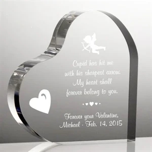 Clear Crystal Heart Shaped Paperweight