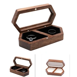 Engagement Wooden Clear Window Earrings Rings Storage Box