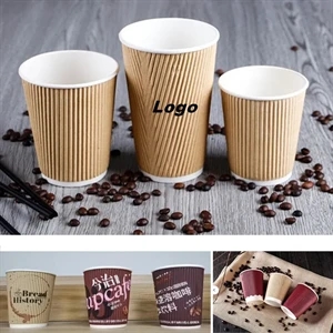 12oz Insulated Kraft Ripple Wall Paper Hot Coffee Cups