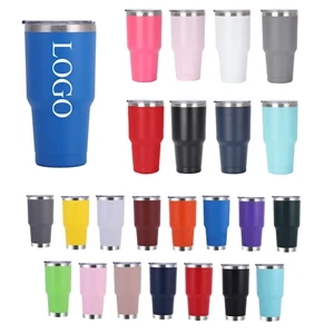 30 Oz Double Walled Coffee Tumblers Cup With Lid And Straw