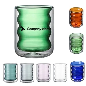 Irregular Wave Double Insulated Glass Mug