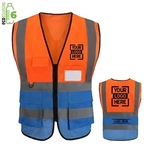 Hi Vis rPET Class 2 Reflective Mesh Safety Vest With Pockets