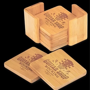 6pcs Bamboo Coaster Set
