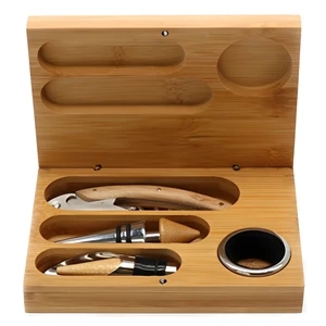 Modern Bamboo Wine Opener Set
