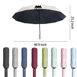 Custom Logo Automatic Windproof Telescopic Folding Classic Umbrella