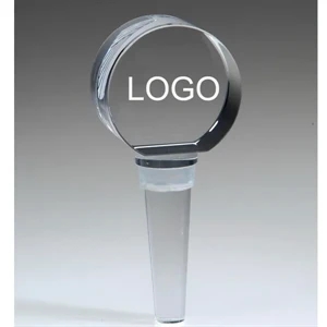 Round Engraved Crystal Wine Bottle Stopper