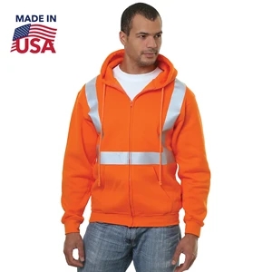 Hi Vis 100% USA-Made Pre-Shrunk Class 2 Safety Zip Hoodie