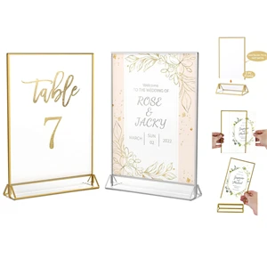 4 x 6 Clear Acrylic Sign Holder with Gold/Silver Borders