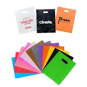 Reusable Die Cut Fold-Over Reinforced Plastic Shopping Bag