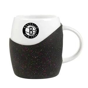 14 oz ceramic Rotunda Mug w/Glitter silicone grip