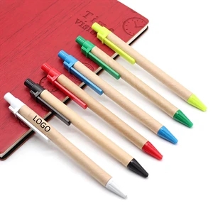 Kraft Paper Ballpoint Pen with Plastic Clip
