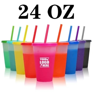 Custom 17oz 24 oz Reusable Color Changing Stadium Cup