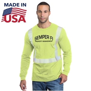 USA-Made Poly-Cotton Segmented Safety Long Sleeve T-Shirt